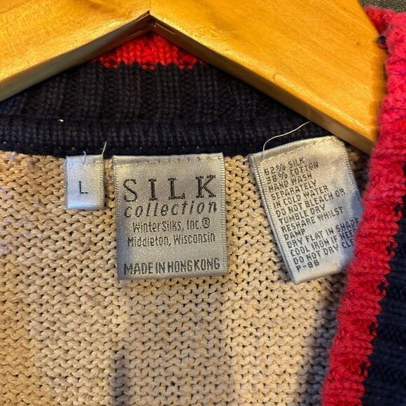 Silk Collection Vintage American Flag Patriotic Women’s Large Hong Kong Sweater - Picture 5 of 7